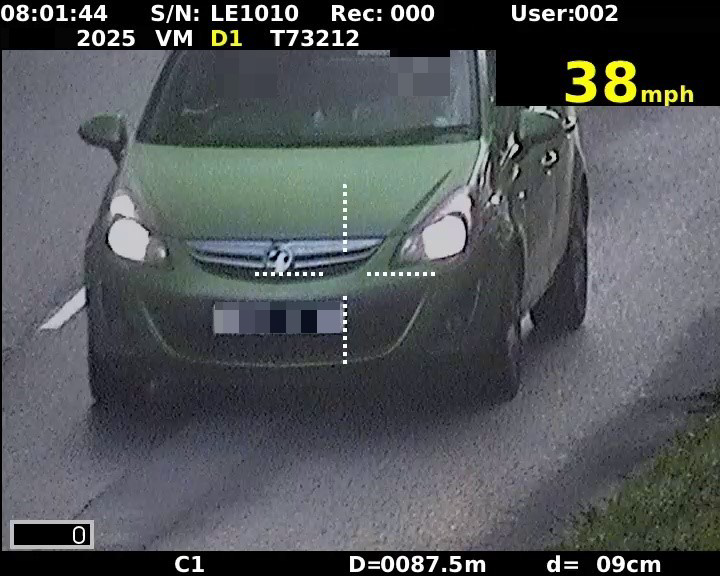 Image taken from a Truvelo Lasercam4 Camera 38mph