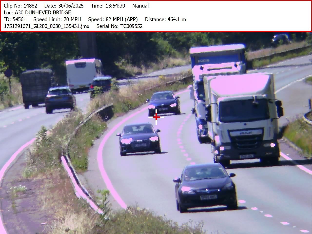 Image taken from a TruCamII Camera speed  82 mph